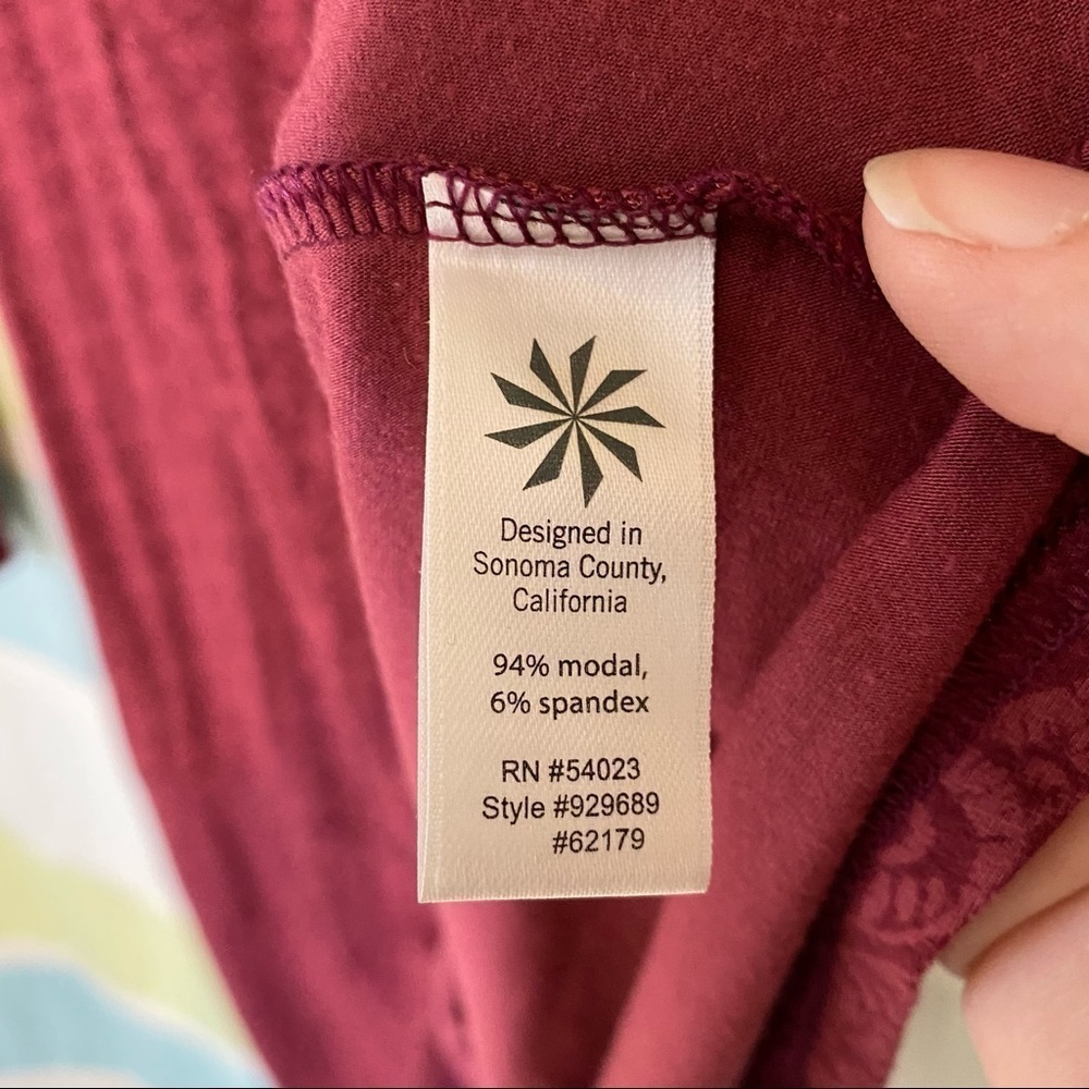 Athleta V Neck Long Sleeve Dress Burgundy Sz Small - Picture 7 of 9